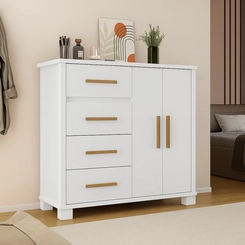 Cômoda 2 Portas 4 Gavetas Bella Rodial 11CO2438 Branco SE