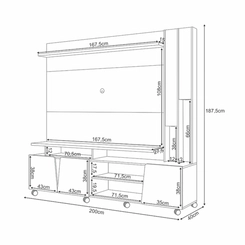 Home para TV até 70" HB Móveis Virtus 3 Portas Cinamomo/Off White