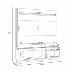 Home para TV até 60" HB Móveis Axis 2 Portas Cinamomo/Off White