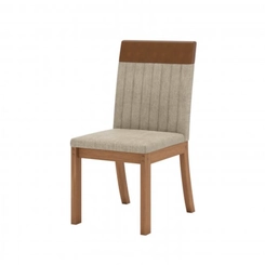 Conjunto de 4 Cadeiras Sala de Jantar Henn Isa Plus Nature/Corano Caramelo/Creme SE