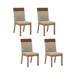 Conjunto de 4 Cadeiras Sala de Jantar Henn Isa Plus Nature/Corano Caramelo/Creme SE