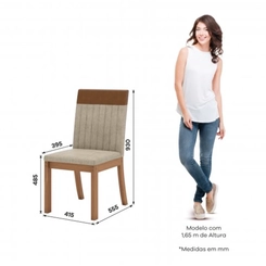 Conjunto de 4 Cadeiras Sala de Jantar Henn Isa Plus Nature/Corano Caramelo/Creme SE