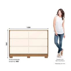 Cômoda 6 Gavetas Ravenna Henn D737-221 Cinamomo/Off White SE