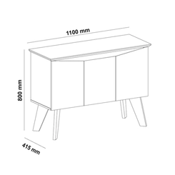 Cristaleira 3 Portas Artely Oásis 004794 Cinamomo/Off White SE