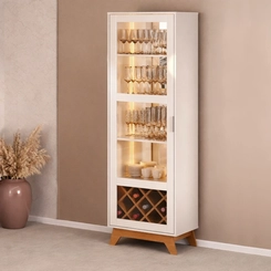 Cristaleira Alta 1 Porta Artely Mirage 004801 Cinamomo/Off White SE