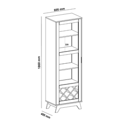 Cristaleira Alta 1 Porta Artely Mirage 004801 Cinamomo/Off White SE