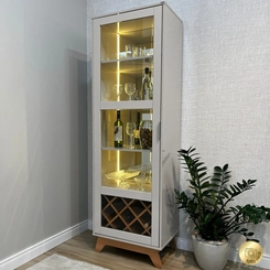 Cristaleira Alta 1 Porta Artely Mirage 004801 Cinamomo/Off White SE