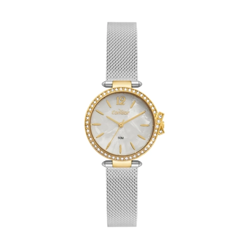 Relógio Feminino Condor Co2035oae/k4b Prata com Detalhes Dourados e Brilho