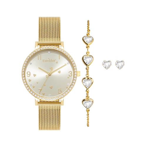 Relógio Feminino Condor Co2035nwh/k4k Dourado Visor Decorado e Acessórios