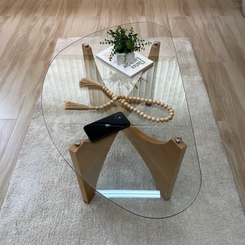 Mesa de Centro com Vidro Levitá Artely Cinamomo SE