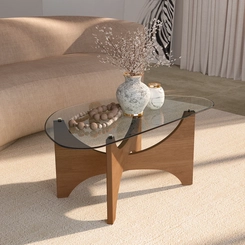 Mesa de Centro com Vidro Levitá Artely Cinamomo SE