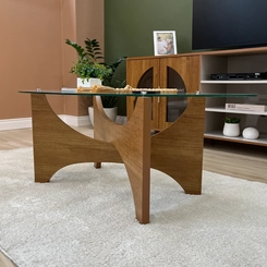 Mesa de Centro com Vidro Levitá Artely Cinamomo SE
