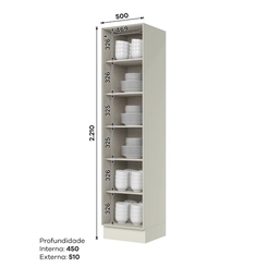 Paneleiro 50cm 1 Porta Fineze Henn C667-133 Duna Cristal SE