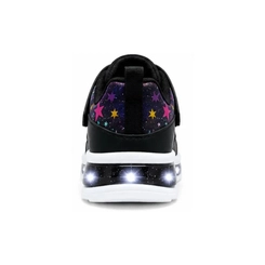 Tênis Infantil Menina Mini Pé Preto com Glitter e Estrelas