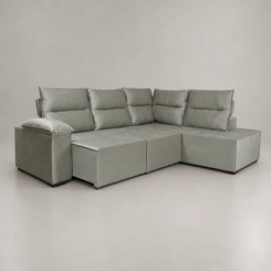 Sofá de Canto Retrátil 4 Lugares Magazin Curva Garopaba R26 Cinza Chumbo