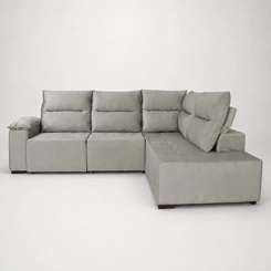 Sofá de Canto Retrátil 4 Lugares Magazin Curva Garopaba R26 Cinza Chumbo