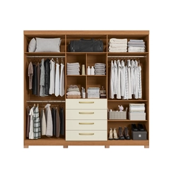 Guarda-Roupa 6 Portas 4 Gavetas Kappesberg CB01T585 Canela/Off White