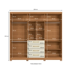 Guarda-Roupa 6 Portas 4 Gavetas Kappesberg CB01T585 Canela/Off White