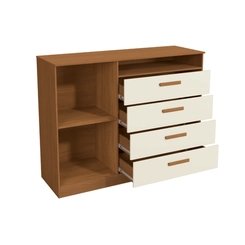 Cômoda 2 Portas 4 Gavetas Kappesberg T266 Canela/Off White SE