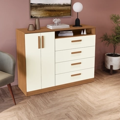 Cômoda 2 Portas 4 Gavetas Kappesberg T266 Canela/Off White SE