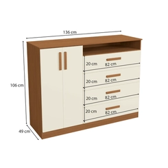 Cômoda 2 Portas 4 Gavetas Kappesberg T266 Canela/Off White SE