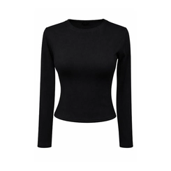 Blusa Manga Longa Feminina Canelada Preto