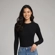 Blusa Manga Longa Feminina Canelada Preto