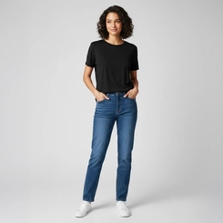 Camiseta Feminina Dry Fit Manga Curta Gola Redonda Aeron Preta