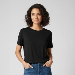 Camiseta Feminina Dry Fit Manga Curta Gola Redonda Aeron Preta