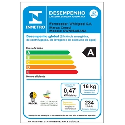 Máquina de Lavar 16kg com Modo Eco Consul CWN16AB Branca