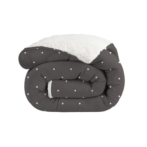 Edredom Sherpa Solteiro 160x220cm Bett Estampado Poá Cinza