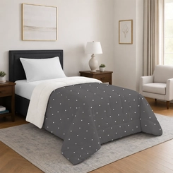 Edredom Sherpa Solteiro 160x220cm Bett Estampado Poá Cinza