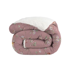 Edredom Sherpa Solteiro 160x220cm Bett Estampado Floral Rosa