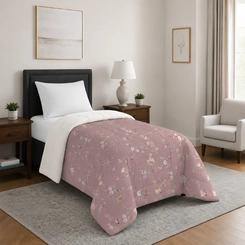 Edredom Sherpa Solteiro 160x220cm Bett Estampado Floral Rosa