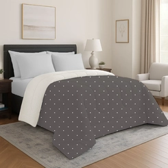 Edredom Sherpa Casal 220x240cm Bett Estampado Poá Cinza