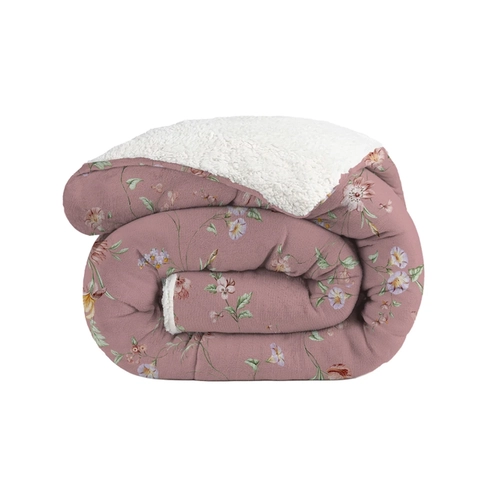 Edredom Sherpa Casal 220x240cm Bett Estampado Floral Rosa