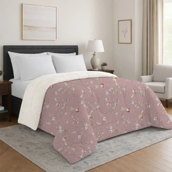 Edredom Sherpa Casal 220x240cm Bett Estampado Floral Rosa