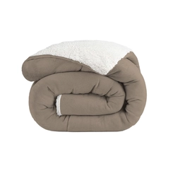 Edredom Sherpa Queen Size 240x260cm Bett Bege