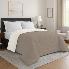 Edredom Sherpa Queen Size 240x260cm Bett Bege