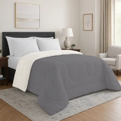 Edredom Sherpa Queen Size 240x260cm Bett Cinza