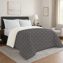 Edredom Sherpa Queen Size 240x260cm Bett Cinza Estampado Poá