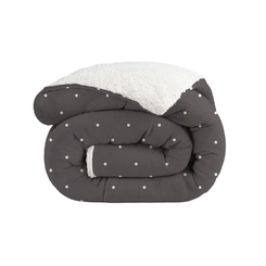 Edredom Sherpa Queen Size 240x260cm Bett Cinza Estampado Poá