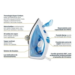 Ferro de Passar a Vapor Britânia 063601096 Branco e Azul