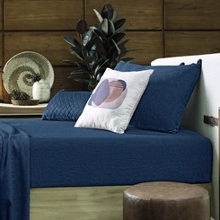 Lençol de Elástico Plush Casal 138x188x30cm Hedrons Azul Marinho