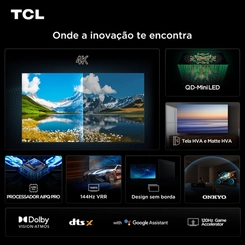 Smart TV 55 Polegadas 4K QD-Mini LED 120Hz TCL 55C6K Preto