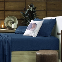 Lençol de Elástico Plush King Size 193x203x38cm Hedrons Azul Marinho