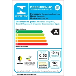Máquina de Lavar 19kg Panasonic Intuitive+ NAF190G1B Preta