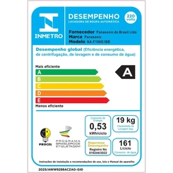 Máquina de Lavar 19kg Panasonic Intuitive+ NAF190G1B Preta