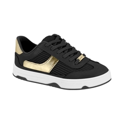 Tênis Feminino Moleca 5835208 Preto com Detalhes Dourado