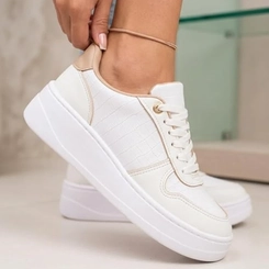 Tênis Feminino Modare 7402114 Branco com Detalhe Dourado